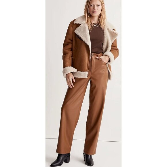 NWT Madewell The Perfect Vintage Wide-Leg Pant: Faux Leather Edition-sz 30 - Picture 1 of 11